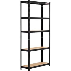 Rhino – 5 Tier Heavy Duty Garage Shelving Unit – Black Storage Shelves – 180x90x30cm – 200kg Load Weight Per Shelf – 1000kg Per Unit – Shed Shelving Rhino – 5 Tier Heavy Duty Garage Shelving Unit – Black Storage Shelves – 180x90x30cm – 200kg Load Weight Per Shelf – 1000kg Per Unit – Shed Shelving