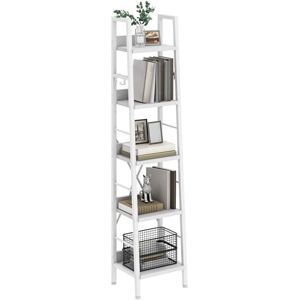 YITAHOME Bookcase 5 Tiers, Industrial Ladder Shelf Floorstanding Book Shelf Wooden Shelves and Metal Frame Book Rack Modern Shelving Unit for Living Room, Hallway, Office, Pure White Bookshelf YITAHOME Bookcase 5 Tiers, Industrial Ladder Shelf Floorstanding Book Shelf Wooden Shelves and Metal Frame Book Rack Modern Shelving Unit for Living Room, Hallway, Office, Pure White Bookshelf