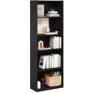 Furinno Gehry 5-Tier Bookcase, Bookshelf with Adjustable Shelves, Blackwood Furinno Gehry 5-Tier Bookcase, Bookshelf with Adjustable Shelves, Blackwood