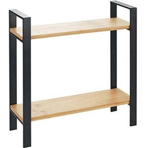 WENKO Lou Kitchen Shelf, Exquisite Corner Shelf for Kitchen Worktop, Metal Frame with Bamboo Shelves, Two Tiers, Black/Light Brown, 32 x 33 x 11 cm WENKO Lou Kitchen Shelf, Exquisite Corner Shelf for Kitchen Worktop, Metal Frame with Bamboo Shelves, Two Tiers, Black/Light Brown, 32 x 33 x 11 cm
