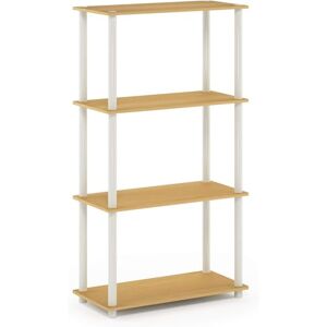 Furinno TURN-N-TUBE Standing Shelf, 4-Tier Open Shelving Unit with Round Tubes, Toolless Display Storage Shelves, for Organization and Storage, Living Room, Bedroom, Home Office, Blonde Maple Furinno TURN-N-TUBE Standing Shelf, 4-Tier Open Shelving Unit with Round Tubes, Toolless Display Storage Shelves, for Organization and Storage, Living Room, Bedroom, Home Office, Blonde Maple