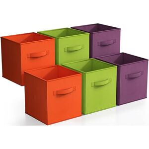 Sorbus ® 11 Inch Cube Storage Organizer Bins 6 Pack Foldable Storage Cubes Rectangular Shelf Basket Great for Nursery, Playroom, Closet, Home Organization (Multi Purple Green Orange) Sorbus ® 11 Inch Cube Storage Organizer Bins 6 Pack Foldable Storage Cubes Rectangular Shelf Basket Great for Nursery, Playroom, Closet, Home Organization (Multi Purple Green Orange)