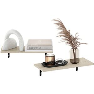 Furinno Rossi 18-Inch Wall Mounted Floating Display Shelves, Metropolitan Pine, Set of 2 Furinno Rossi 18-Inch Wall Mounted Floating Display Shelves, Metropolitan Pine, Set of 2