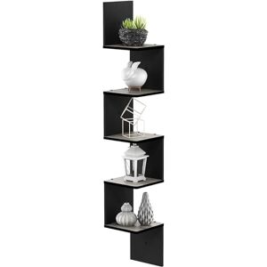 Zuvo Floating Corner Shelves (5-Tier, Black) – Zigzag Wall-Mounted Bookshelf for Living Room, Bedroom, and Office – Space-Saving and Easy to Install Zuvo Floating Corner Shelves (5-Tier, Black) – Zigzag Wall-Mounted Bookshelf for Living Room, Bedroom, and Office – Space-Saving and Easy to Install