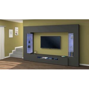 Dmora TV wall unit Clementino, Living room set TV stand with 6 doors, Multipurpose living room furniture with LED light, 100% Made in Italy, cm 290x40h191, Anthracite Dmora TV wall unit Clementino, Living room set TV stand with 6 doors, Multipurpose living room furniture with LED light, 100% Made in Italy, cm 290x40h191, Anthracite