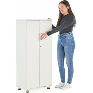 MMT Furniture Designs Storage Cabinet, Modern, Engineered Wood, White, 55cm x 35cm x 125cm MMT Furniture Designs Storage Cabinet, Modern, Engineered Wood, White, 55cm x 35cm x 125cm