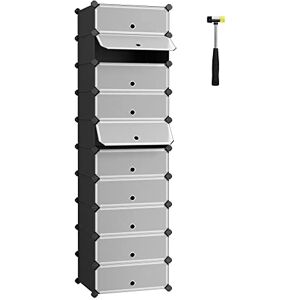 SONGMICS Interlocking Shoe Rack, Rectangular Storage Organiser, 10 Slot Modular DIY Storage Shelf Unit, 40 x 30 x 17 cm for Each Slot, Plastic Wardrobe with Doors, Black LPC10HV1 SONGMICS Interlocking Shoe Rack, Rectangular Storage Organiser, 10 Slot Modular DIY Storage Shelf Unit, 40 x 30 x 17 cm for Each Slot, Plastic Wardrobe with Doors, Black LPC10HV1