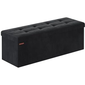 SONGMICS Storage Ottoman, Foldable Small Ottoman Foot Rest, 38 x 110 x 38 cm, Cube Ottoman with Storage, Load up to 300 kg, for Living Room, Bedroom, Entryway, Ink Black LSF277B51 SONGMICS Storage Ottoman, Foldable Small Ottoman Foot Rest, 38 x 110 x 38 cm, Cube Ottoman with Storage, Load up to 300 kg, for Living Room, Bedroom, Entryway, Ink Black LSF277B51
