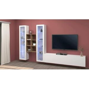 Dmora TV wall unit Eros, Living room set TV stand with 3 doors, Multipurpose living room furniture with showcase and LED light, 100% Made in Italy, cm 320x30h180, Glossy white Dmora TV wall unit Eros, Living room set TV stand with 3 doors, Multipurpose living room furniture with showcase and LED light, 100% Made in Italy, cm 320x30h180, Glossy white