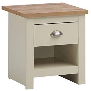 TAD TIMBER ART DESIGN UK Timber Art Design UK Lisbon Bedside Table with 1 Drawer Chest Cabinet Storage Unit Nightstand Table Modern Furniture for Living Room, Bedroom, Hallway with Cream and Oak Effect, H50cm x W40cm x D43cm TAD TIMBER ART DESIGN UK Timber Art Design UK Lisbon Bedside Table with 1 Drawer Chest Cabinet Storage Unit Nightstand Table Modern Furniture for Living Room, Bedroom, Hallway with Cream and Oak Effect, H50cm x W40cm x D43cm