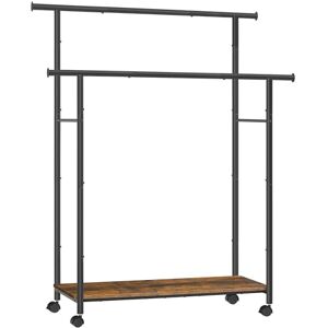 SONGMICS Clothes Rack with Wheels, Double-Rod Clothing Rack for Hanging Clothes, 38.8 Inches Garment Rack with Shelf, Loads up to 220 lb, for Bedroom, Closet, Rustic Brown and Ink Black UHSR152B01 SONGMICS Clothes Rack with Wheels, Double-Rod Clothing Rack for Hanging Clothes, 38.8 Inches Garment Rack with Shelf, Loads up to 220 lb, for Bedroom, Closet, Rustic Brown and Ink Black UHSR152B01