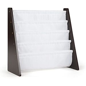 Humble Crew Espresso Wooden Bookshelf for Children, 4 Tier Book Storage Organiser with Deep Fabric Pockets, Forward Facing Book Display for Easy Identification Espresso/White Humble Crew Espresso Wooden Bookshelf for Children, 4 Tier Book Storage Organiser with Deep Fabric Pockets, Forward Facing Book Display for Easy Identification Espresso/White