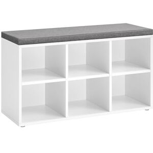 VASAGLE Bench, Shoe Cabinet Storage with 6 Compartments and 3 Adjustable Shelves, Easy to Assemble, Space-Saving, for Entryway, Bedroom, White LHS23WT, 87x48x30cm VASAGLE Bench, Shoe Cabinet Storage with 6 Compartments and 3 Adjustable Shelves, Easy to Assemble, Space-Saving, for Entryway, Bedroom, White LHS23WT, 87x48x30cm