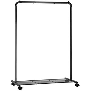 SONGMICS Clothes Rack with Wheels, Clothing Rack for Hanging Clothes, 25.4 mm Thickened Pipe Garment Rack with Dense Mesh Storage Shelf, 110 lb Load Capacity, 2 Brakes, Steel Frame, Black UHSR25BK SONGMICS Clothes Rack with Wheels, Clothing Rack for Hanging Clothes, 25.4 mm Thickened Pipe Garment Rack with Dense Mesh Storage Shelf, 110 lb Load Capacity, 2 Brakes, Steel Frame, Black UHSR25BK