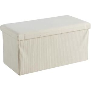 Home Source Large Folding Ottoman Corduroy Fabric Storage Chest, Cream, 76cm Rectangle Home Source Large Folding Ottoman Corduroy Fabric Storage Chest, Cream, 76cm Rectangle