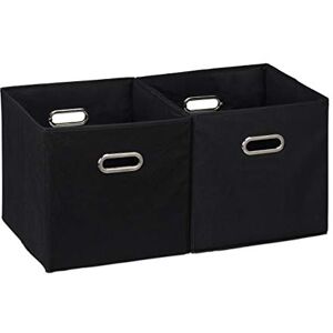 Relaxdays Storage Box Set of 2, No Lids, With Handles, Folding, Square Shelf Bins, 30 x 30 x 30 cm, Black Relaxdays Storage Box Set of 2, No Lids, With Handles, Folding, Square Shelf Bins, 30 x 30 x 30 cm, Black