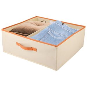 ASelected Large set of 2 storage boxes 50 x 40 x 20 CM Cupboard organiser with leather handle and divider Fabric storage box Foldable for wardrobe clothes, books(Beige) ASelected Large set of 2 storage boxes 50 x 40 x 20 CM Cupboard organiser with leather handle and divider Fabric storage box Foldable for wardrobe clothes, books(Beige)