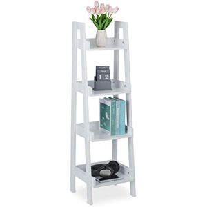 Relaxdays Freestanding Shelf with 4 Levels, Ladder Rack for Decotations, Plants & Books, HxWxD: 112 x 33 x 30 cm, White, Fibreboard Relaxdays Freestanding Shelf with 4 Levels, Ladder Rack for Decotations, Plants & Books, HxWxD: 112 x 33 x 30 cm, White, Fibreboard
