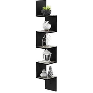 Furinno Wall Mounted Shelves, Wood, One Size, French Oak Grey/Black, 5-Tier Square Furinno Wall Mounted Shelves, Wood, One Size, French Oak Grey/Black, 5-Tier Square