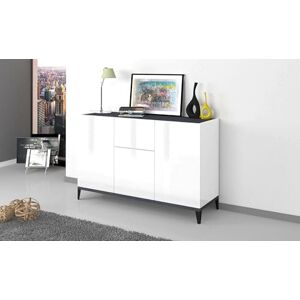Dmora Sideboard Giorgio, Kitchen sideboard with 3 doors and 1 drawer, Living room buffet, Kitchen sideboard, 100% Made in Italy, 120x40h82 cm, Glossy white and Slate Dmora Sideboard Giorgio, Kitchen sideboard with 3 doors and 1 drawer, Living room buffet, Kitchen sideboard, 100% Made in Italy, 120x40h82 cm, Glossy white and Slate