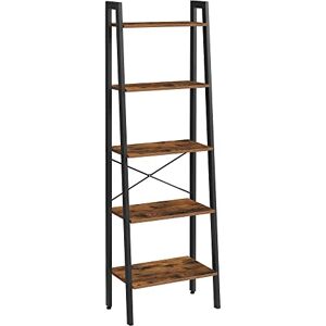VASAGLE Ladder Shelf, 5-Tier Industrial Bookcase, Storage Unit, with Metal Frame, for Living Room, Kitchen, Rustic Brown LLS45X VASAGLE Ladder Shelf, 5-Tier Industrial Bookcase, Storage Unit, with Metal Frame, for Living Room, Kitchen, Rustic Brown LLS45X