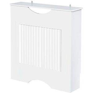 HOMCOM Painted MDF Radiator Cover Heater Cabinet Modern Slatted Home Furniture Living Room Bedroom Worktop White 82H x 78W x 19D HOMCOM Painted MDF Radiator Cover Heater Cabinet Modern Slatted Home Furniture Living Room Bedroom Worktop White 82H x 78W x 19D