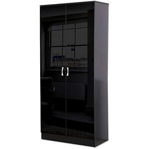 Furnished With Style FWStyle Chilton High Black Gloss Bedroom 2 Door Wardrobe Modern Furniture Polished Metal Handles Furnished With Style FWStyle Chilton High Black Gloss Bedroom 2 Door Wardrobe Modern Furniture Polished Metal Handles