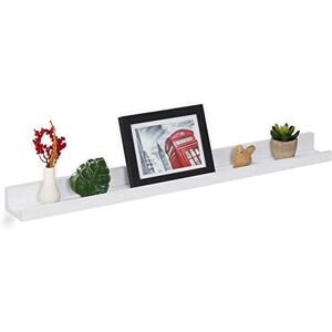 Relaxdays Floating Shelf, Simple Wall Rack for Storage, Picture Frames, Spices or Decor, HWD: 5 x 80 x 8 cm, MDF, White Relaxdays Floating Shelf, Simple Wall Rack for Storage, Picture Frames, Spices or Decor, HWD: 5 x 80 x 8 cm, MDF, White