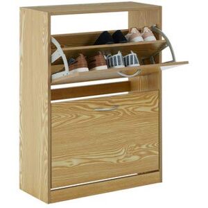 Premier Housewares Shoe Storage Cabinet, Shoes Cupboards for Hallways, Oak Wood, w60 x d24 x h81cm, Brown 2 Tier Premier Housewares Shoe Storage Cabinet, Shoes Cupboards for Hallways, Oak Wood, w60 x d24 x h81cm, Brown 2 Tier