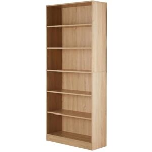 Home Source Large Bookcase, Tall Open Adjustable Shelves, Display Storage Cabinet, 6 Tier, Oak Effect Home Source Large Bookcase, Tall Open Adjustable Shelves, Display Storage Cabinet, 6 Tier, Oak Effect