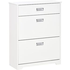 HOMCOM Shoe Cabinet, Slim Shoe Storage Cabinet with Drawer, 2 Flip-up Doors and Adjustable Shelf, Narrow Shoe Cupboard for 16 Pairs of Shoes for Entryway, Hallway, White HOMCOM Shoe Cabinet, Slim Shoe Storage Cabinet with Drawer, 2 Flip-up Doors and Adjustable Shelf, Narrow Shoe Cupboard for 16 Pairs of Shoes for Entryway, Hallway, White