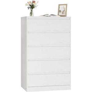 VASAGLE KAILYN Collection Chest of Drawers for Bedroom, Storage Organiser Unit with 5 Drawers, 40 x 60 x 97.4 cm, Modern Style, Snow White LTS605WE01 VASAGLE KAILYN Collection Chest of Drawers for Bedroom, Storage Organiser Unit with 5 Drawers, 40 x 60 x 97.4 cm, Modern Style, Snow White LTS605WE01