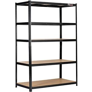Rhino – 5 Tier Heavy Duty Garage Shelving Unit – 200kg Load Weight Per Shelf – 1000kg Per Unit – 180x120x60cm Black Adjustable Shelves – Shed Shelving Rhino – 5 Tier Heavy Duty Garage Shelving Unit – 200kg Load Weight Per Shelf – 1000kg Per Unit – 180x120x60cm Black Adjustable Shelves – Shed Shelving