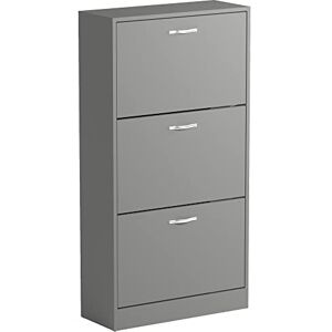 Vida Designs 3 Drawer Shoe Cabinet Cupboard Shoe Storage Organiser Pull Down Wooden Furniture Unit (Grey) Vida Designs 3 Drawer Shoe Cabinet Cupboard Shoe Storage Organiser Pull Down Wooden Furniture Unit (Grey)