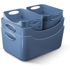 KEPLIN Plastic Studio Basket Container Boxes for Storage Organising in Home or Office Suitable for Shelfs Drawers Laundry Cupboard (Blue, Set of 6) KEPLIN Plastic Studio Basket Container Boxes for Storage Organising in Home or Office Suitable for Shelfs Drawers Laundry Cupboard (Blue, Set of 6)