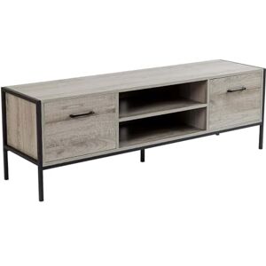 Home Source TV Unit Media Stand Cabinet, 2 Cupboards and Shelf Storage, Grey Finish Home Source TV Unit Media Stand Cabinet, 2 Cupboards and Shelf Storage, Grey Finish