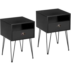 VECELO Bedside Tables Set of 2, Mid-Century Modern Sofa Side/End Cabinet with Drawer and Storage Shelf for Living Room Bedroom VECELO Bedside Tables Set of 2, Mid-Century Modern Sofa Side/End Cabinet with Drawer and Storage Shelf for Living Room Bedroom
