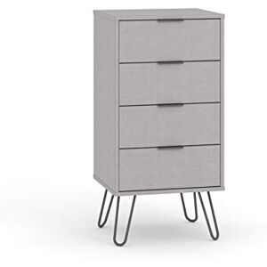 Home Source Chest of Drawers Tallboy Cabinet Organiser, Industrial Bedroom Storage, Grey, 4 Drawer Narrow Home Source Chest of Drawers Tallboy Cabinet Organiser, Industrial Bedroom Storage, Grey, 4 Drawer Narrow