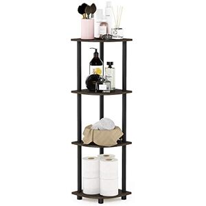 Furinno TURN-N-TUBE Corner Shelf, 4-Tier Corner Bookshelf, Display Storage Shelves with Open Shelves, for Organization and Storage, Living Room, Home Office, Garage, Dark Brown Grain Furinno TURN-N-TUBE Corner Shelf, 4-Tier Corner Bookshelf, Display Storage Shelves with Open Shelves, for Organization and Storage, Living Room, Home Office, Garage, Dark Brown Grain