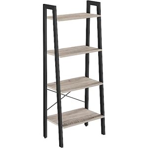 VASAGLE Ladder Shelf, 4-Tier Bookshelf, Bookcase, for Living Room, Bedroom, Kitchen, Home Office, Industrial Style, Steel Frame, Greige and Black LLS44MB VASAGLE Ladder Shelf, 4-Tier Bookshelf, Bookcase, for Living Room, Bedroom, Kitchen, Home Office, Industrial Style, Steel Frame, Greige and Black LLS44MB