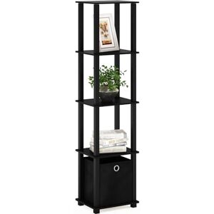 Furinno Regal Shelf - 4 Compartments & 1 Drawer - Black - 29.72x29.72x144.53cm Furinno Regal Shelf - 4 Compartments & 1 Drawer - Black - 29.72x29.72x144.53cm