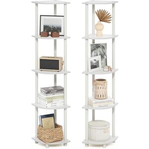 Furinno TURN-N-TUBE Corner Shelf Set of 2, 5-Tier Corner Bookshelf, Open Storage Shelves, for Organization and Storage, Living Room, Home Office, Garage, White Furinno TURN-N-TUBE Corner Shelf Set of 2, 5-Tier Corner Bookshelf, Open Storage Shelves, for Organization and Storage, Living Room, Home Office, Garage, White