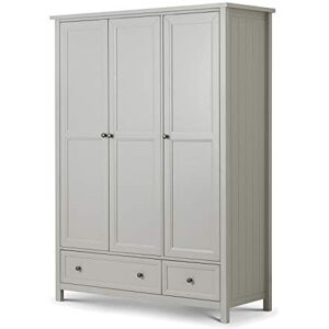 Julian Bowen Maine 3 Door Combination Wardrobe, Dove Grey Julian Bowen Maine 3 Door Combination Wardrobe, Dove Grey