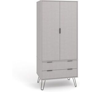 Home Source 2 Door Wardrobe Cupboard, Industrial Storage Cabinet, Grey Finish, 2 Drawer Home Source 2 Door Wardrobe Cupboard, Industrial Storage Cabinet, Grey Finish, 2 Drawer