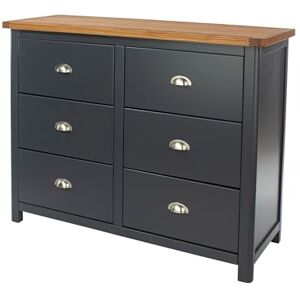 Home Source Coniston Chest of Drawers, Wooden Bedroom Cabinet Clothes Storage, 6 Drawer, Blue Home Source Coniston Chest of Drawers, Wooden Bedroom Cabinet Clothes Storage, 6 Drawer, Blue