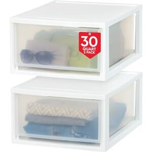 Iris Ohyama IRIS USA 30 Qt. Plastic Drawer Storage Organizer Stacking Drawers, 2-Pack, Stackable Unit with Sliding Drawer for Clothes Bedroom Kitchen Under Sink Pantry Craft Room Bathroom Dorm Office, White Iris Ohyama IRIS USA 30 Qt. Plastic Drawer Storage Organizer Stacking Drawers, 2-Pack, Stackable Unit with Sliding Drawer for Clothes Bedroom Kitchen Under Sink Pantry Craft Room Bathroom Dorm Office, White