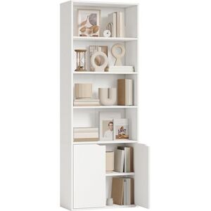 HOMCOM 6-Tier Tall Bookcase, Bookshelf with 4 Open Shelves and Double Door Storage Cabinet, Freestanding Display Rack for Living Room, Bedroom, Home Office, Study, 59 x 29 x 180cm, White HOMCOM 6-Tier Tall Bookcase, Bookshelf with 4 Open Shelves and Double Door Storage Cabinet, Freestanding Display Rack for Living Room, Bedroom, Home Office, Study, 59 x 29 x 180cm, White