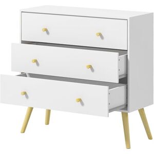 HOMCOM Bedroom Chest of Drawers, 3-Drawer Dresser, Storage Drawer Unit with Wood Legs for Living Room, White HOMCOM Bedroom Chest of Drawers, 3-Drawer Dresser, Storage Drawer Unit with Wood Legs for Living Room, White