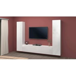 Dmora TV wall unit Giordano, Living room set TV stand with 3 doors, Multipurpose living room furniture, 100% Made in Italy, cm 260x30h180, Glossy white Dmora TV wall unit Giordano, Living room set TV stand with 3 doors, Multipurpose living room furniture, 100% Made in Italy, cm 260x30h180, Glossy white