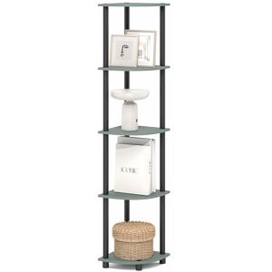 Furinno TURN-N-TUBE Corner Shelf, 5-Tier Corner Bookshelf, Open Storage Shelves, for Organization and Storage, Living Room, Home Office, Garage, Bedroom, Sage Green Furinno TURN-N-TUBE Corner Shelf, 5-Tier Corner Bookshelf, Open Storage Shelves, for Organization and Storage, Living Room, Home Office, Garage, Bedroom, Sage Green